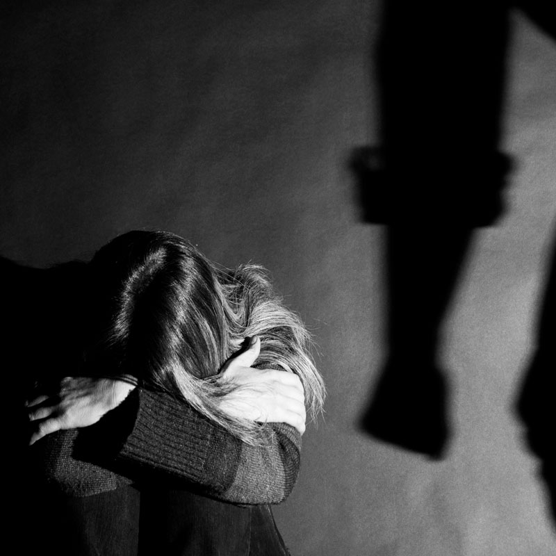 woman upset with domestic violence