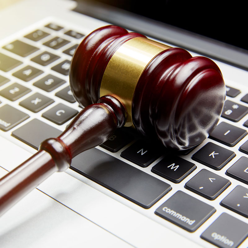gavel on a keyboard